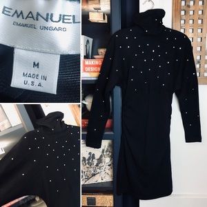 VINTAGE Emanuel Ungaro Rhinestone Bodycon Dress M